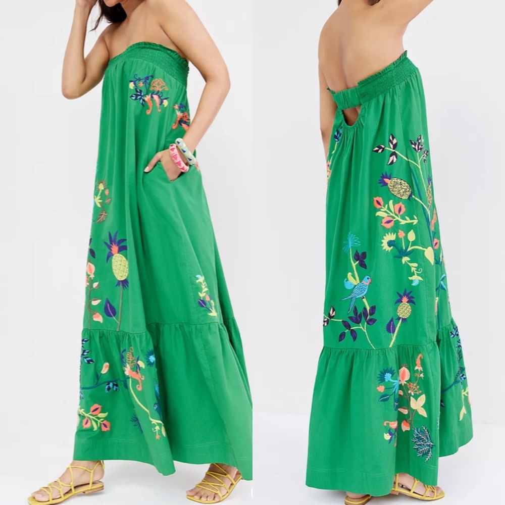 Anthropologie Ruffled Floral Maxi Dress